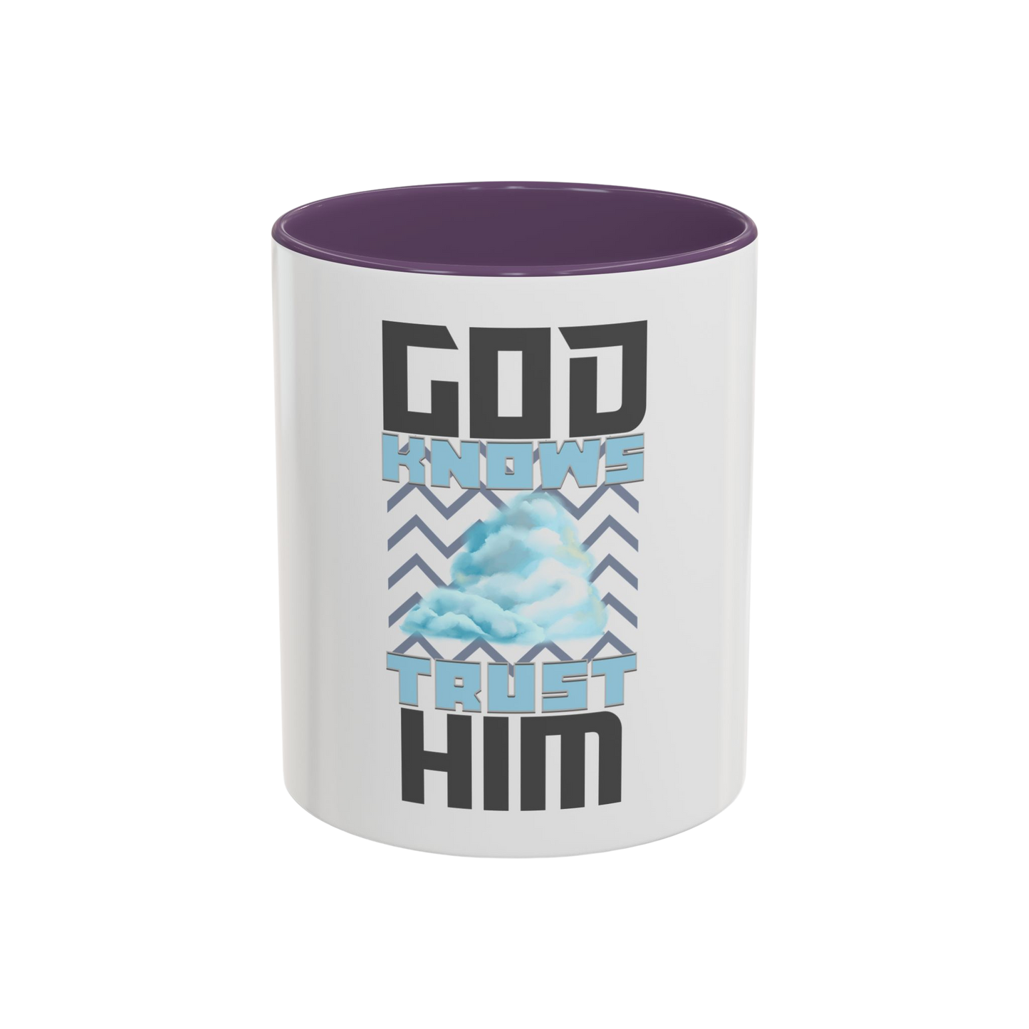God Knows, Trust Him Christian Coffee Cup