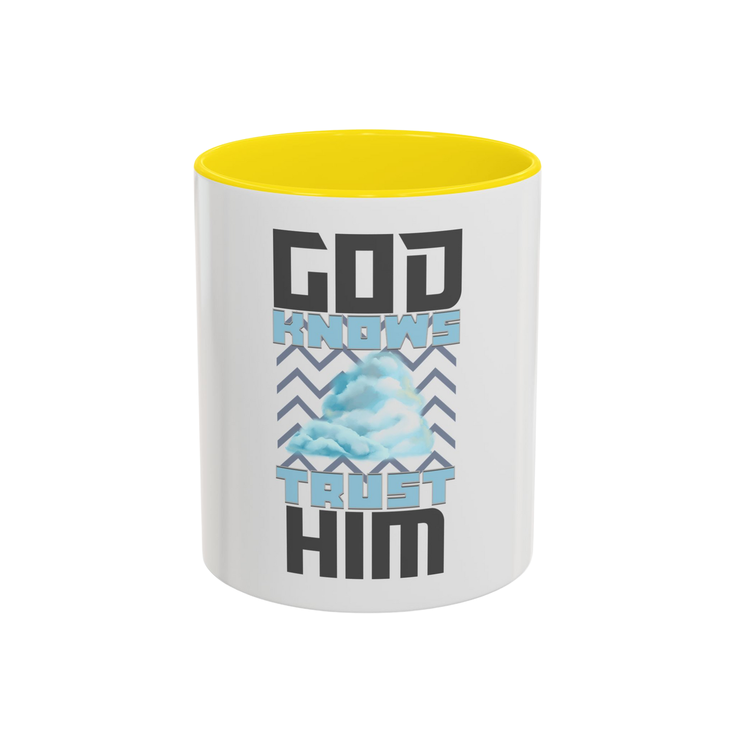 God Knows, Trust Him Christian Coffee Cup