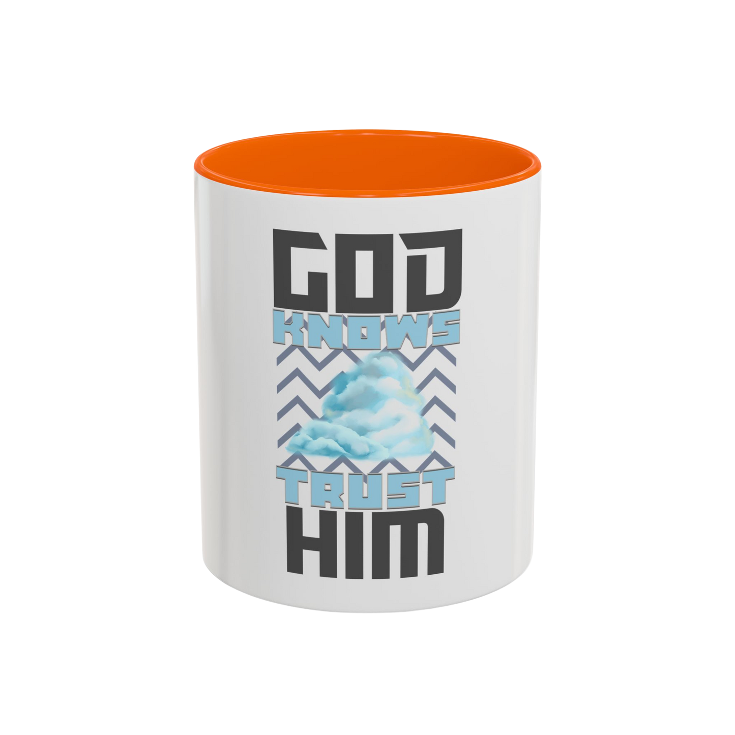 God Knows, Trust Him Christian Coffee Cup