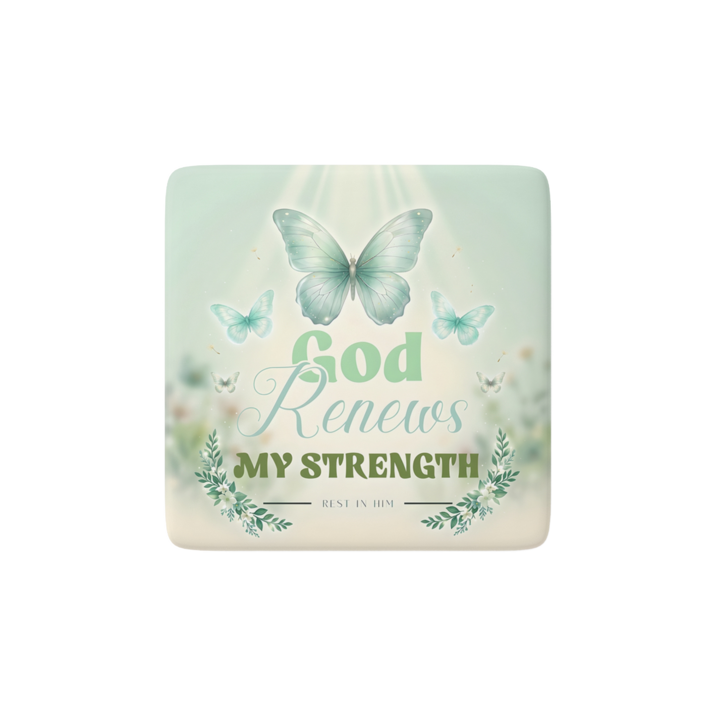GOD RENEWS MY STRENGTH Reminder Tile