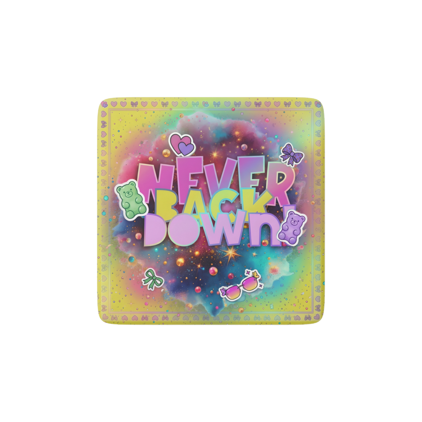 NEVER BACK DOWN Reminder Tile